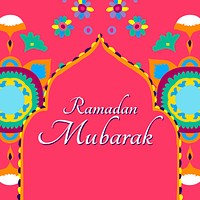 Ramadan Mubarak pink social template vector