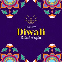 Diwali festival of lights social template vector