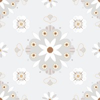 Mandala gray seamless pattern psd botanical background