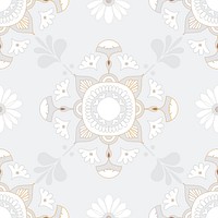 Mandala gray seamless pattern psd botanical background