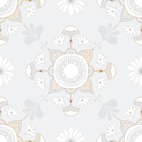 Mandala gray seamless pattern vector floral background