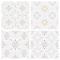 Oriental Mandala gray tile psd pattern background set