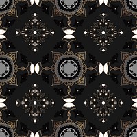 Mandala black seamless pattern psd floral background