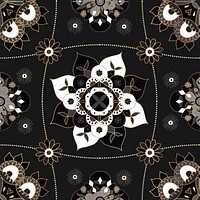 Mandala black seamless pattern psd floral background