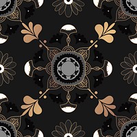 Mandala black seamless pattern psd floral background