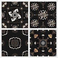 Oriental Mandala black tile psd pattern collection