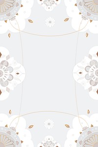 Indian Mandala pattern frame psd gray botanical background