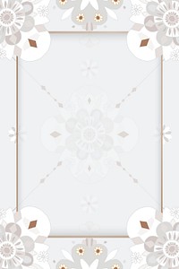 Indian Mandala pattern frame psd gray botanical background