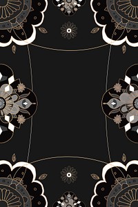 Indian Mandala pattern frame psd black botanical background