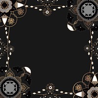 Indian Mandala pattern frame psd black floral background