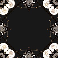 Indian Mandala pattern frame psd black botanical background