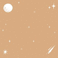 White comet moon vector doodle galactic sky background
