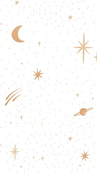 Golden vector moon and stars galactic doodle mobile wallpaper