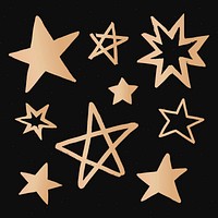 Cute stars gold vector galaxy doodle illustration sticker