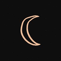 Crescent moon gold psd space doodle sticker