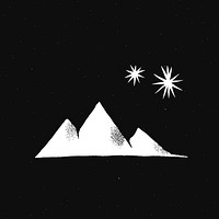 Mountain stars psd white cute doodle illustration sticker