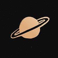 Saturn gold vector space doodle sticker