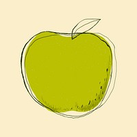 Green apple fruit logo psd hand drawn