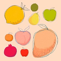 Cute doodle art fruit vector collection