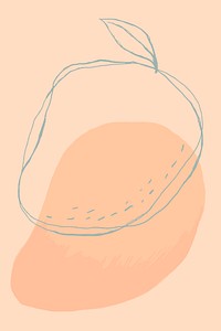 Fruit doodle mango design space on peach background