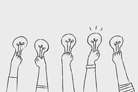 Creative ideas vector, light bulb doodle