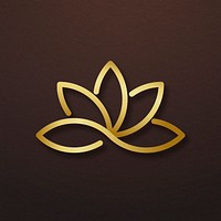 Spa business logo psd gold lotus icon design