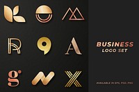 Luxury business logo psd set rose gold icon design