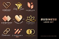 Luxury business logo psd set rose gold icon design