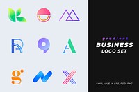 Business logo icon vector set gradient badge illustration