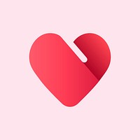 Red business logo psd heart shape icon design