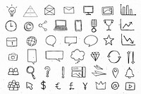 Useful business icons psd for marketing black collection