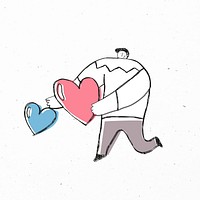 Man giving hearts psd cartoon icon