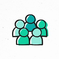 Green hand drawn teamwork psd icon