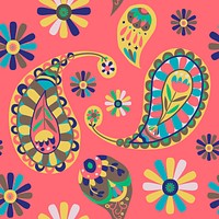 Bright pink paisley pattern psd seamless background