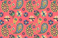 Bright pink paisley pattern psd background