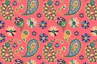 Vibrant pink Indian vector paisley pattern background