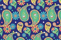Vibrant blue Indian psd paisley pattern background