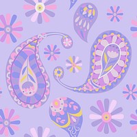 Pastel purple paisley pattern psd seamless background