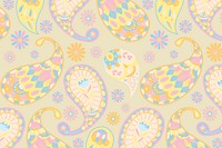 Pastel yellow paisley pattern psd background