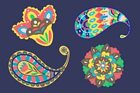 Colorful Indian paisley ornamental psd set