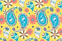 Vibrant yellow Indian vector paisley pattern background