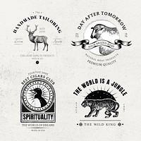 Vintage business logo psd animal icon set