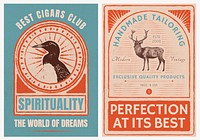 Vintage poster template psd with animals