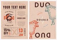 Poster template psd for retro shop ad set