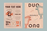 Retro business psd poster editable template set