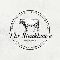 Vintage steakhouse restaurant logo business badge illustration