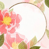 Hand-drawn rose flower psd with glittery frame