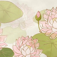 Hand drawn water lily background psd