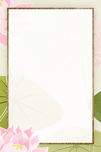 Hand drawn water lily psd with glittery frame