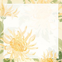 Hand drawn chrysanthemum psd frame flower border